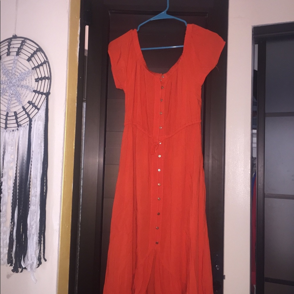 Orange high low dress
